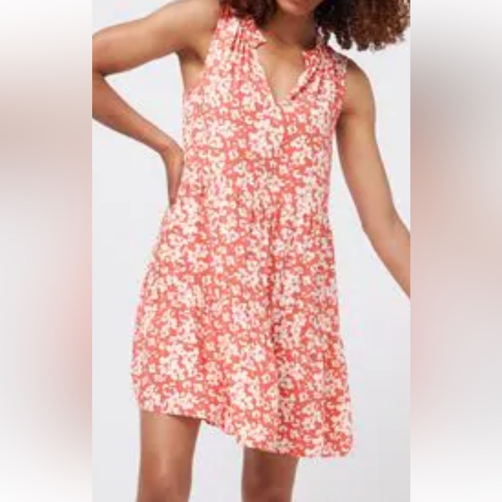 Gap Lightweight Coral Pink and White sleeveless dress size small